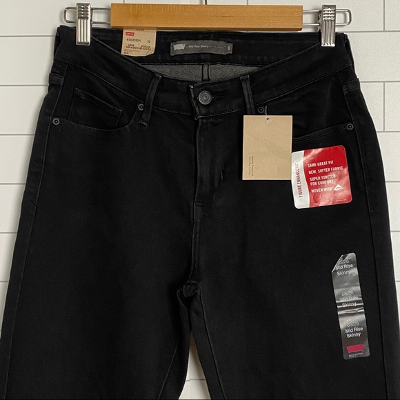 Levi's Mid Rise Skinny Jeans Size 6 Short W28 L30 Black Wash Denim - Picture 5 of 8